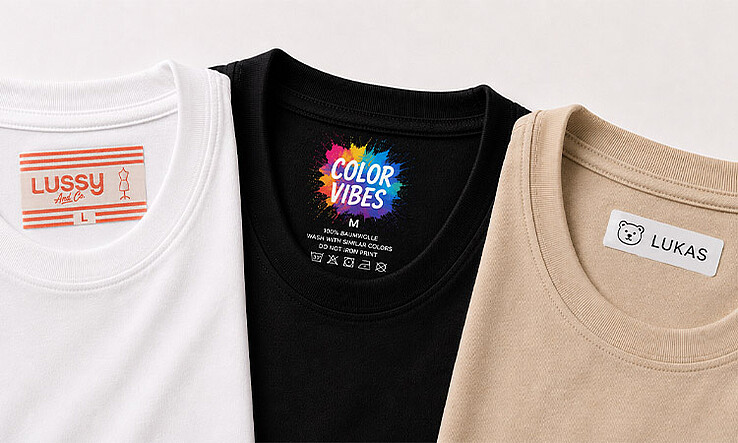 t-shirts with different iron-on labels