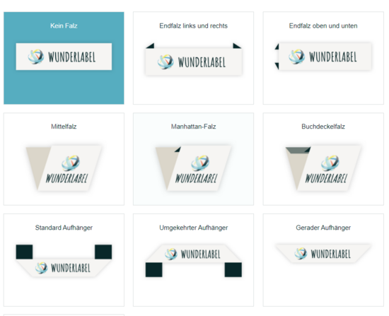 Kledinglabels met vouw