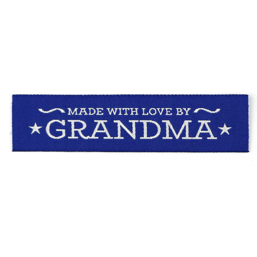 Woven Labels - Made with Love by Grandma - Blue