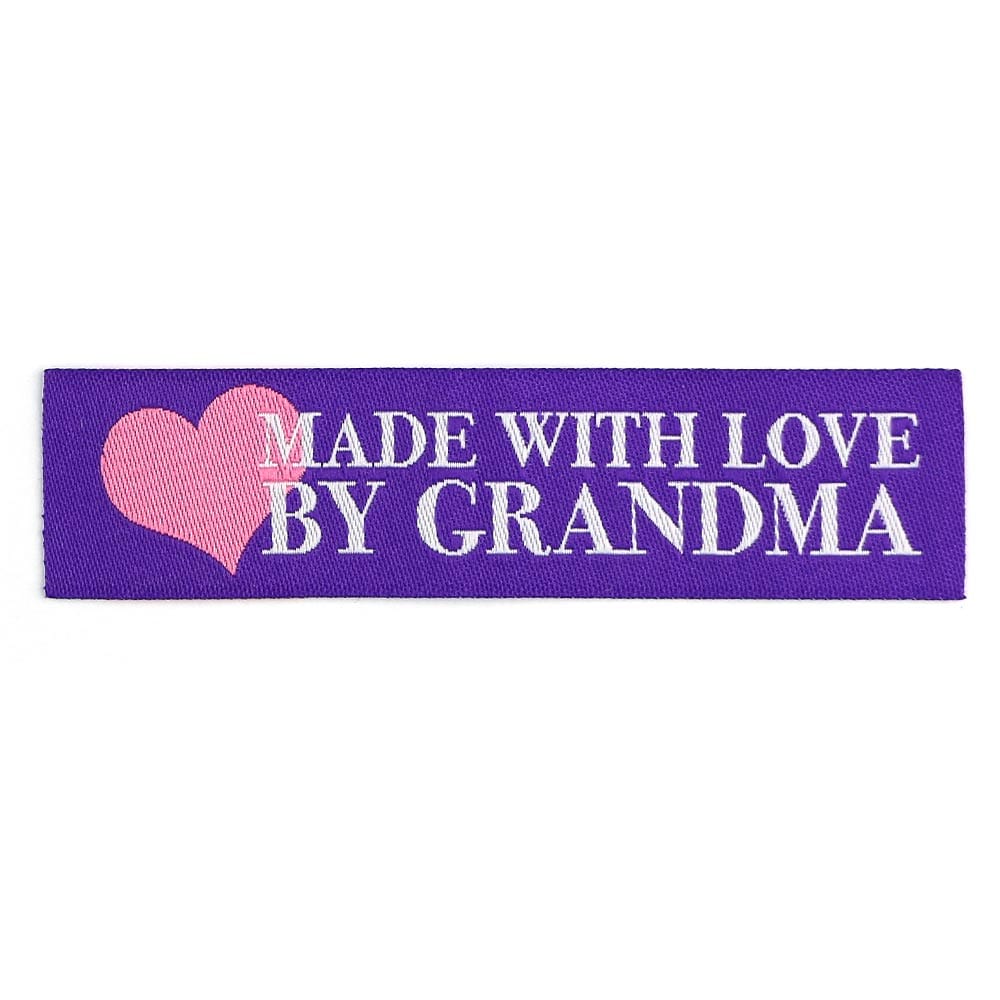 Woven Labels - Made with Love by Grandma - Purple