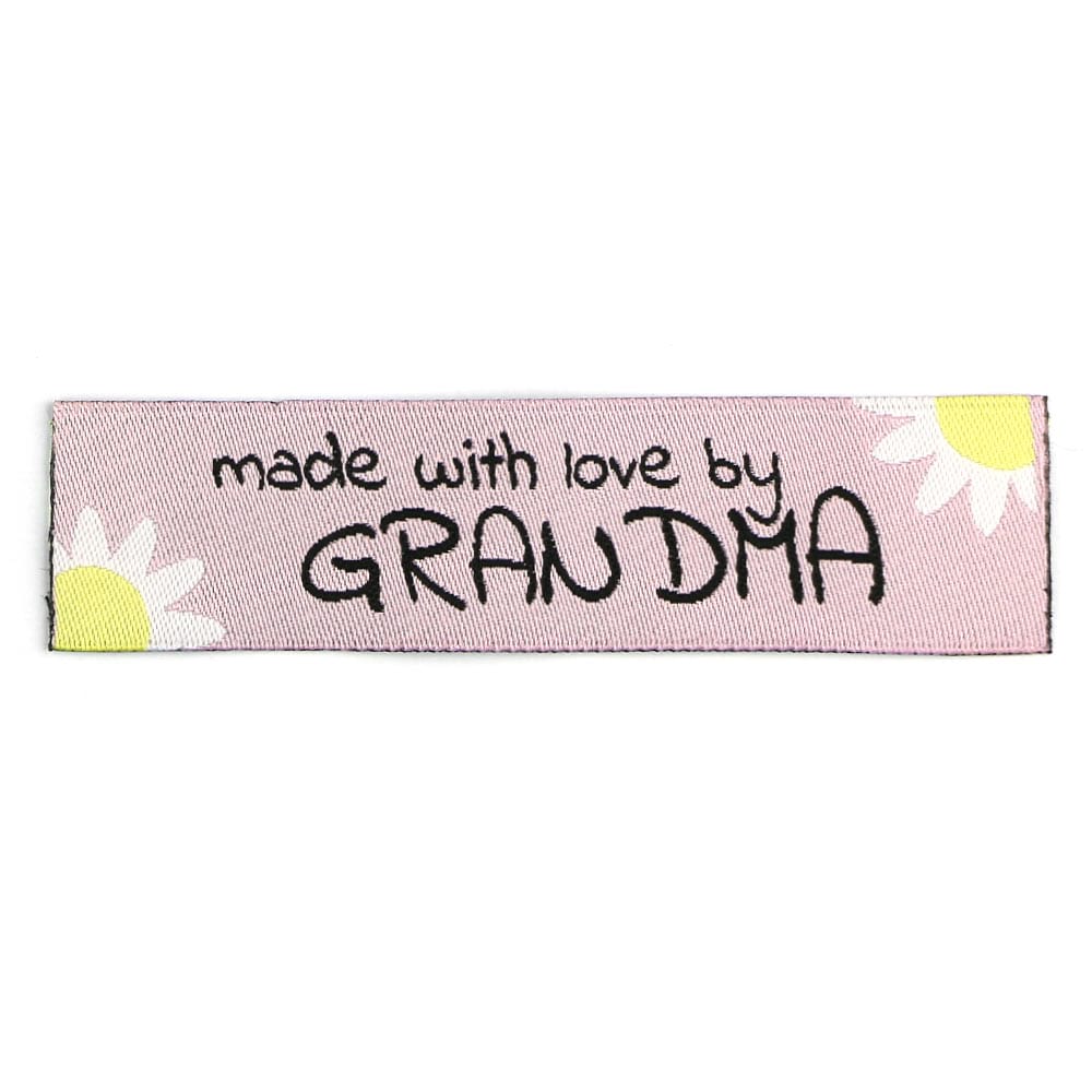 Woven Labels - Made with Love by Grandma - Pink