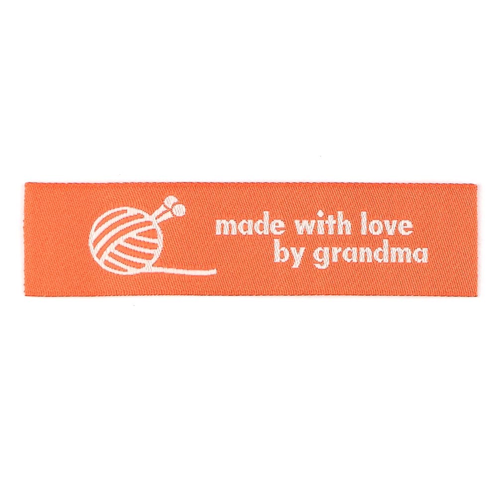 Woven Labels - Made with Love by Grandma - Orange