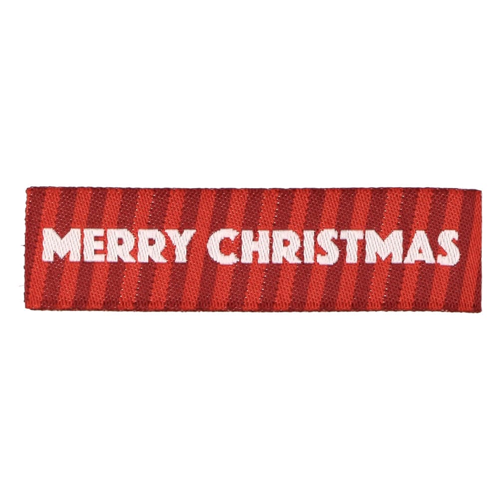 Christmas Woven Labels - Red Stripes